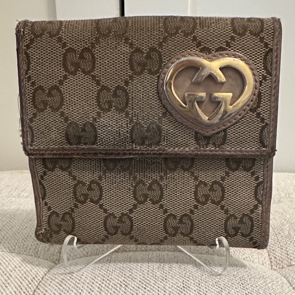 Gucci Brown and Tan Heart Monogram Wallet